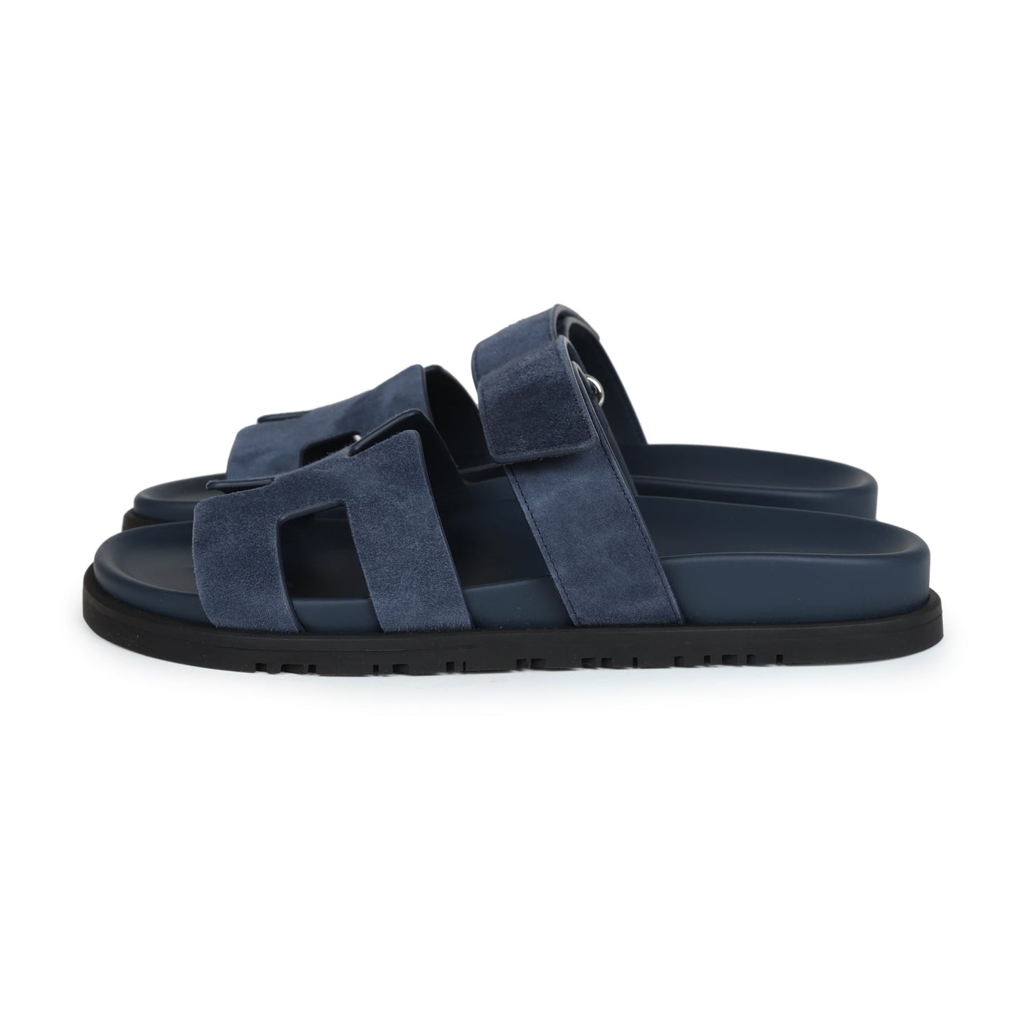 Hermes Chypre Techno Sandals Bleu Celeste Suede 38 EU Palladium Hardware