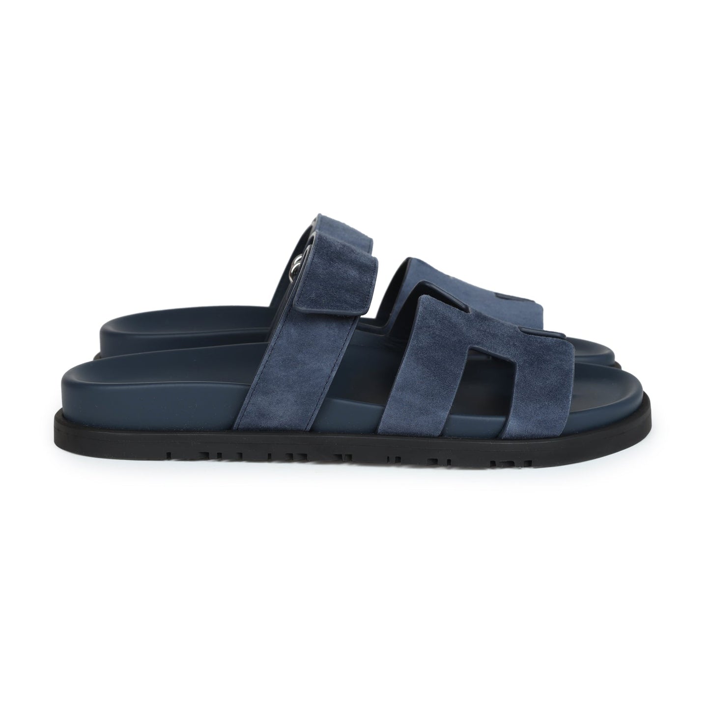 Hermes Chypre Techno Sandals Bleu Celeste Suede 38 EU Palladium Hardware