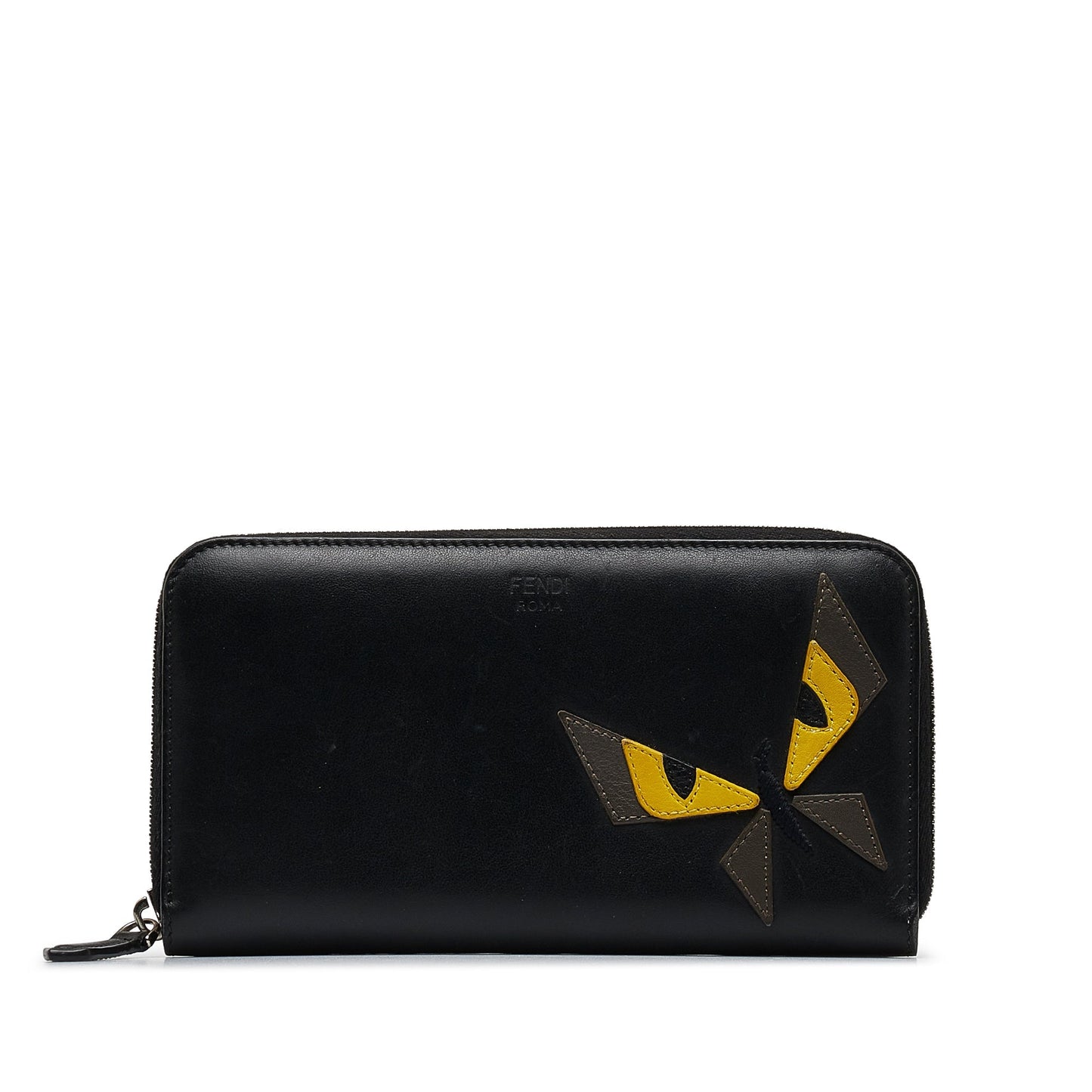 FENDI Monster Leather Zip Wallet Long Wallets