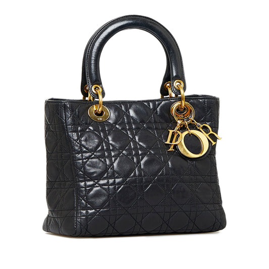 Dior Lady Dior Medium Black Cannage Quilted Leather