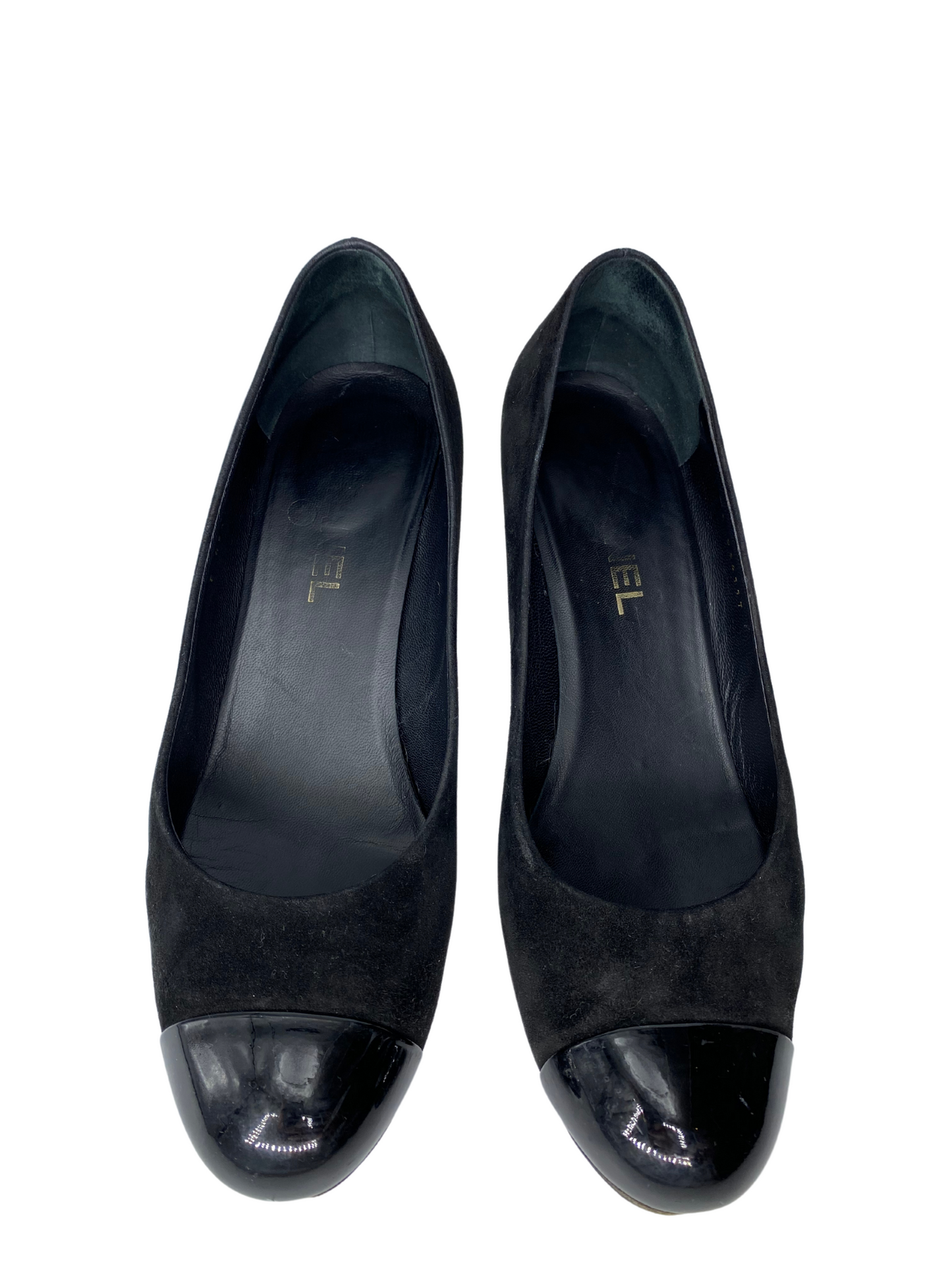 Chanel Suede Patent Round Toe Pumps |US10|FR40|