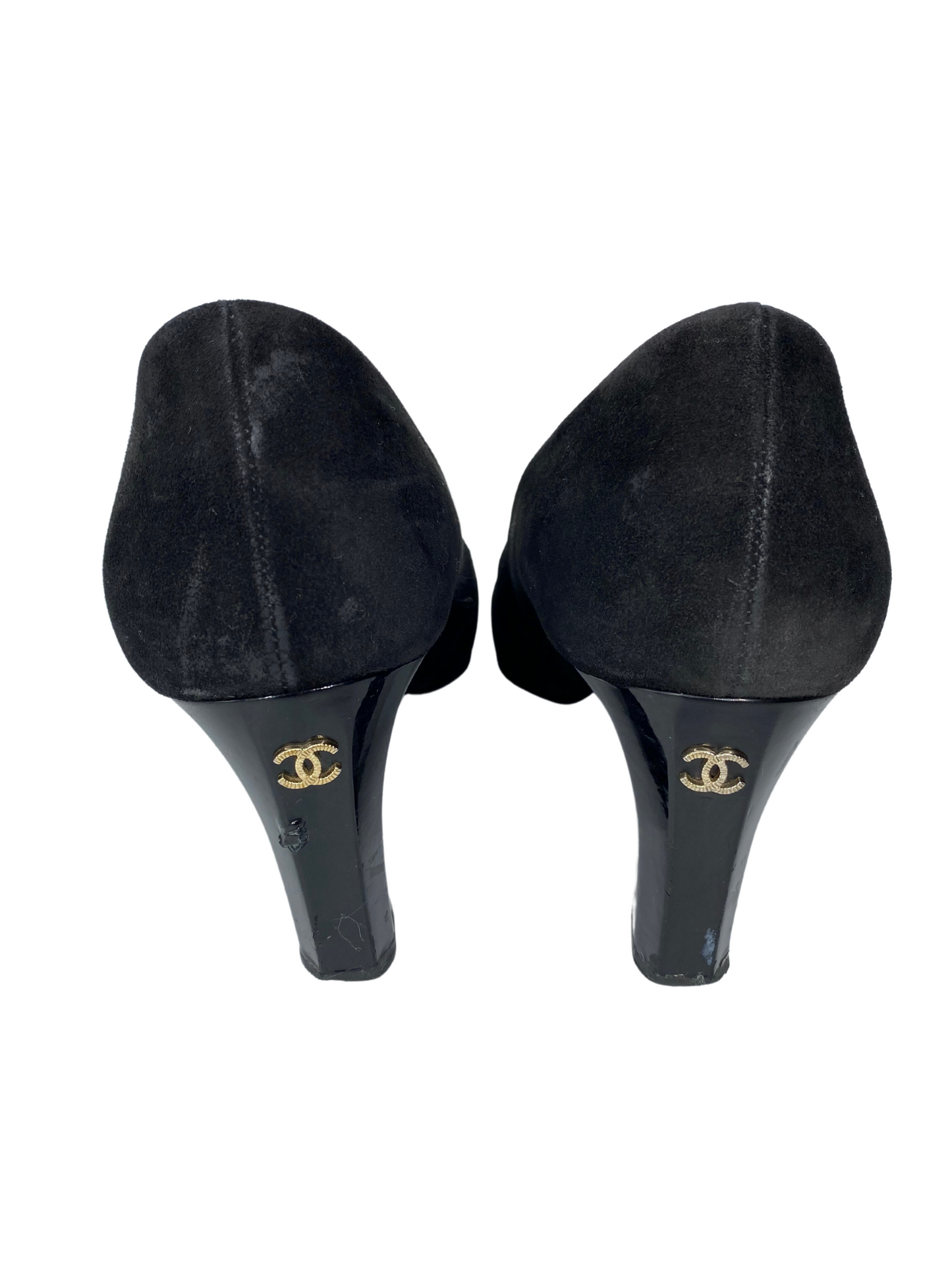 Chanel Suede Patent Round Toe Pumps |US10|FR40|