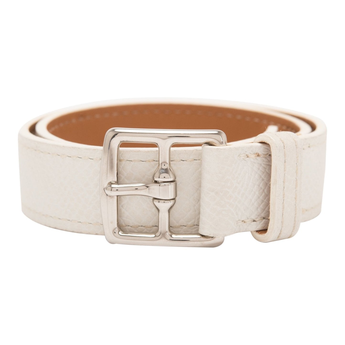 Hermes White Epsom Leather Double-Wrap Etriviere Bracelet