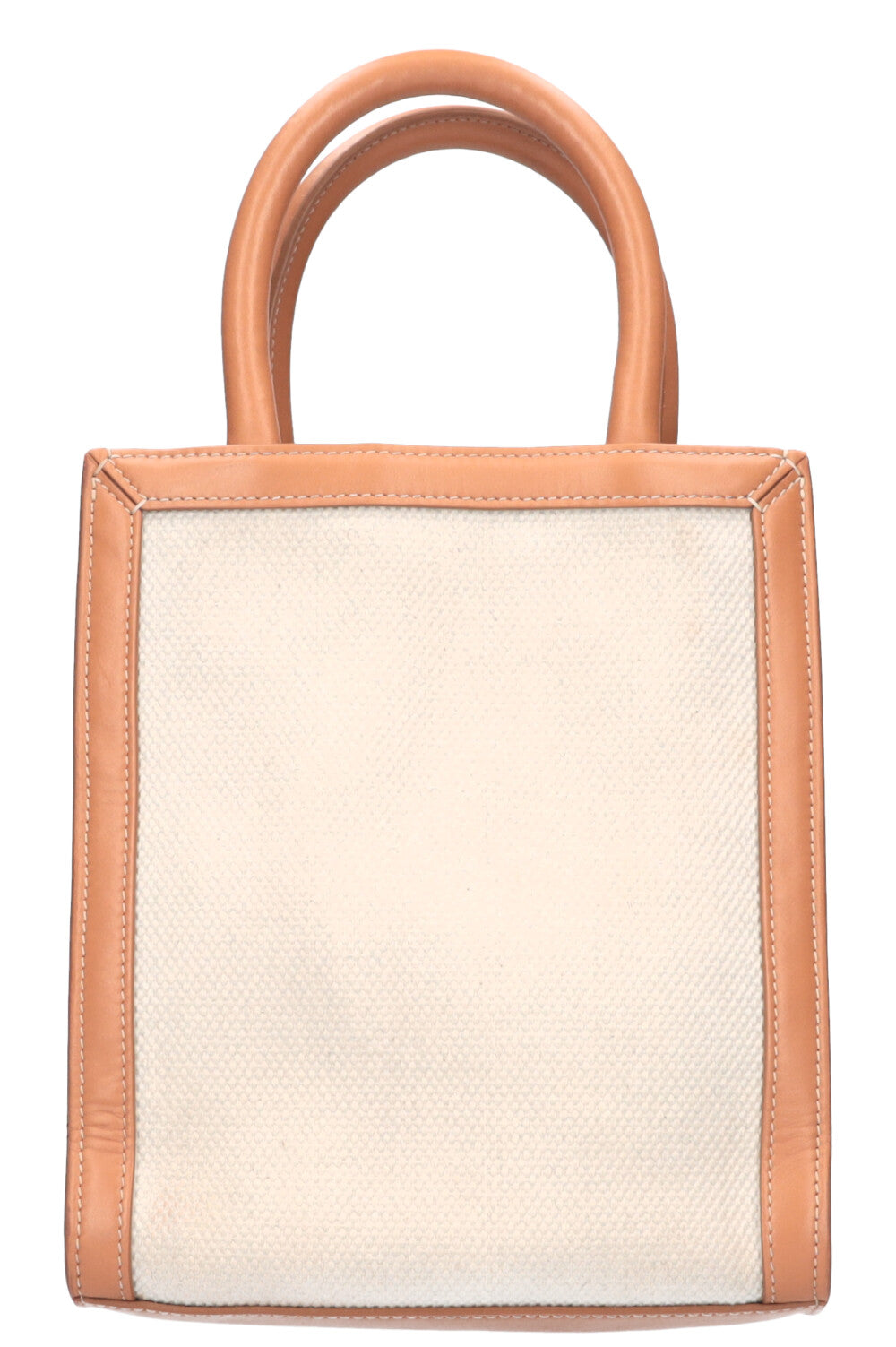 CELINE Logo Mini Vertical Cabas Tote Canvas & Leather White