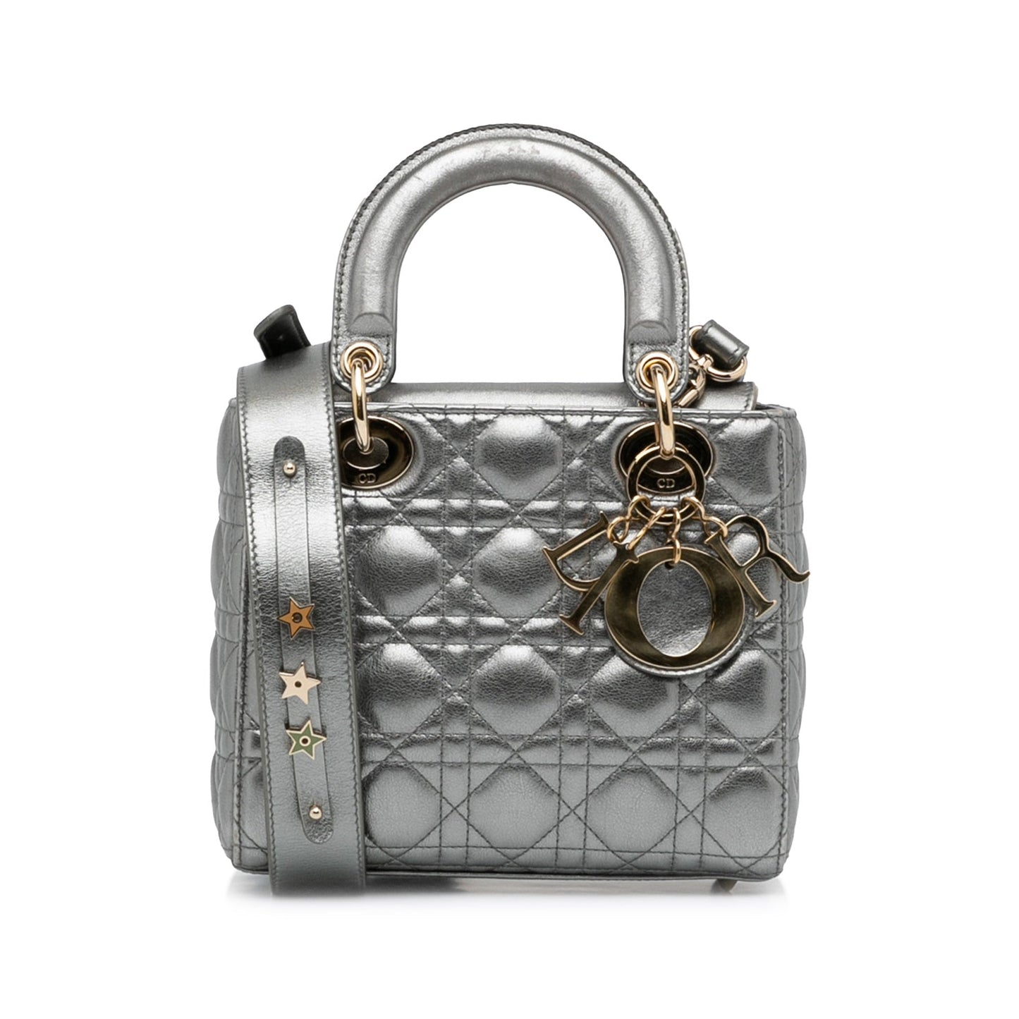 Dior Lady Dior My ABCDior Silver Cannage Quilted Leather