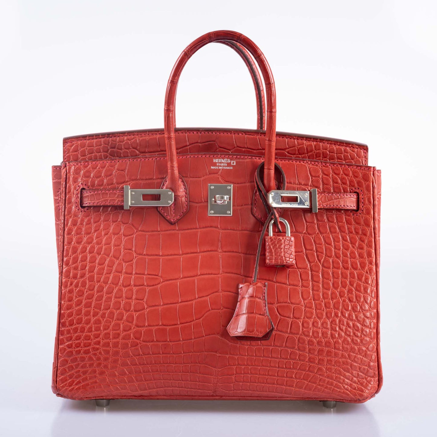 Herms Birkin 25 Bougainville Matte Alligator Palladium Hardware