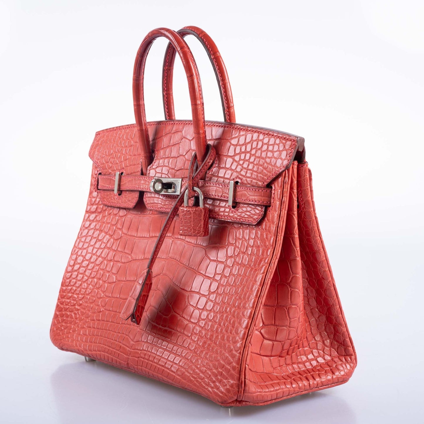 Herms Birkin 25 Bougainville Matte Alligator Palladium Hardware