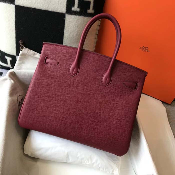 Hermes Women Birkin 30 Bag in Epsom Leather with Gold Hardware-Maroon