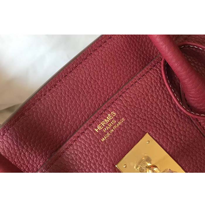 Hermes Women Birkin 30 Bag in Epsom Leather with Gold Hardware-Maroon