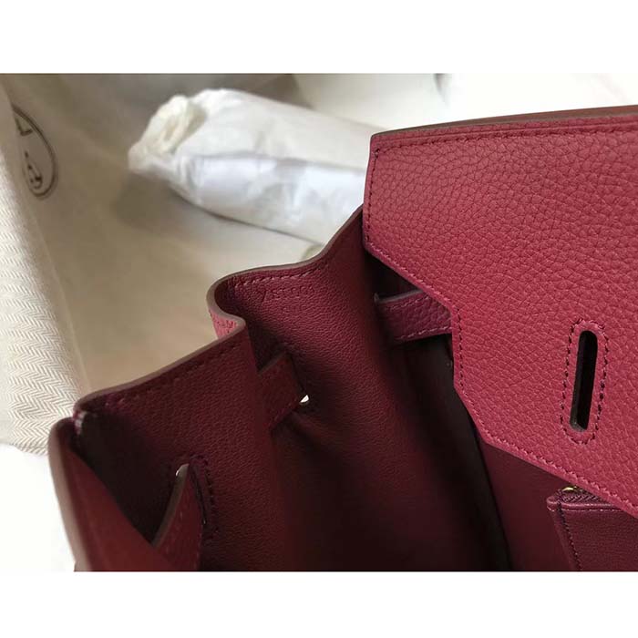 Hermes Women Birkin 30 Bag in Epsom Leather with Gold Hardware-Maroon