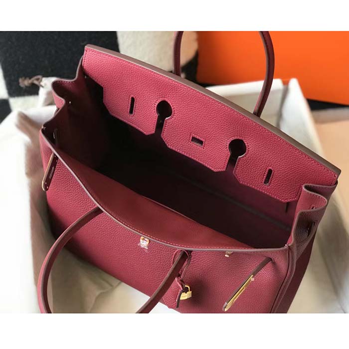 Hermes Women Birkin 30 Bag in Epsom Leather with Gold Hardware-Maroon