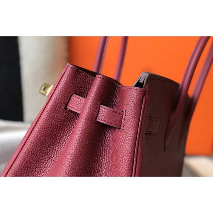 Hermes Women Birkin 30 Bag in Epsom Leather with Gold Hardware-Maroon