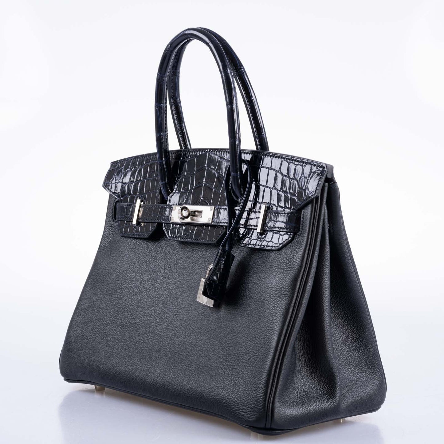 Hermes Birkin 30 Touch Bleu Marine Shiny Niloticus Crocodile Black Novillo Palladium Hardware