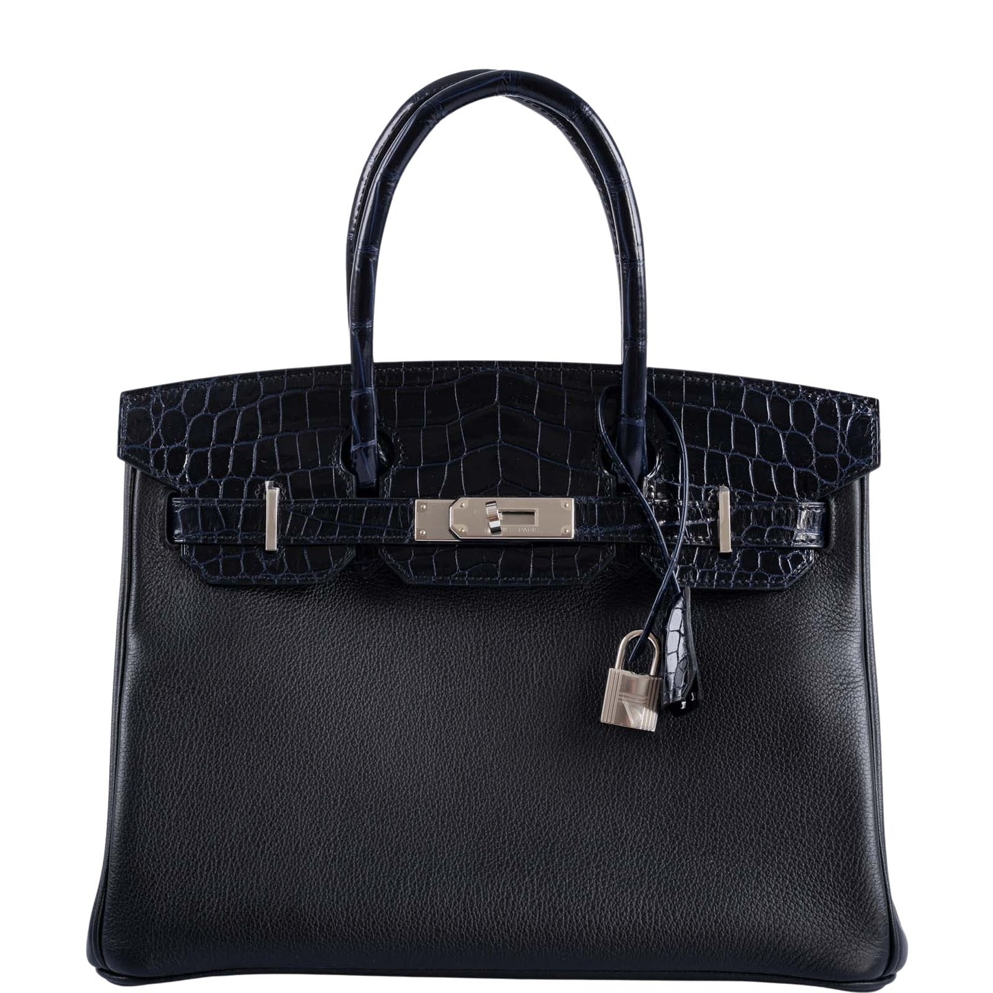 Hermes Birkin 30 Touch Bleu Marine Shiny Niloticus Crocodile Black Novillo Palladium Hardware