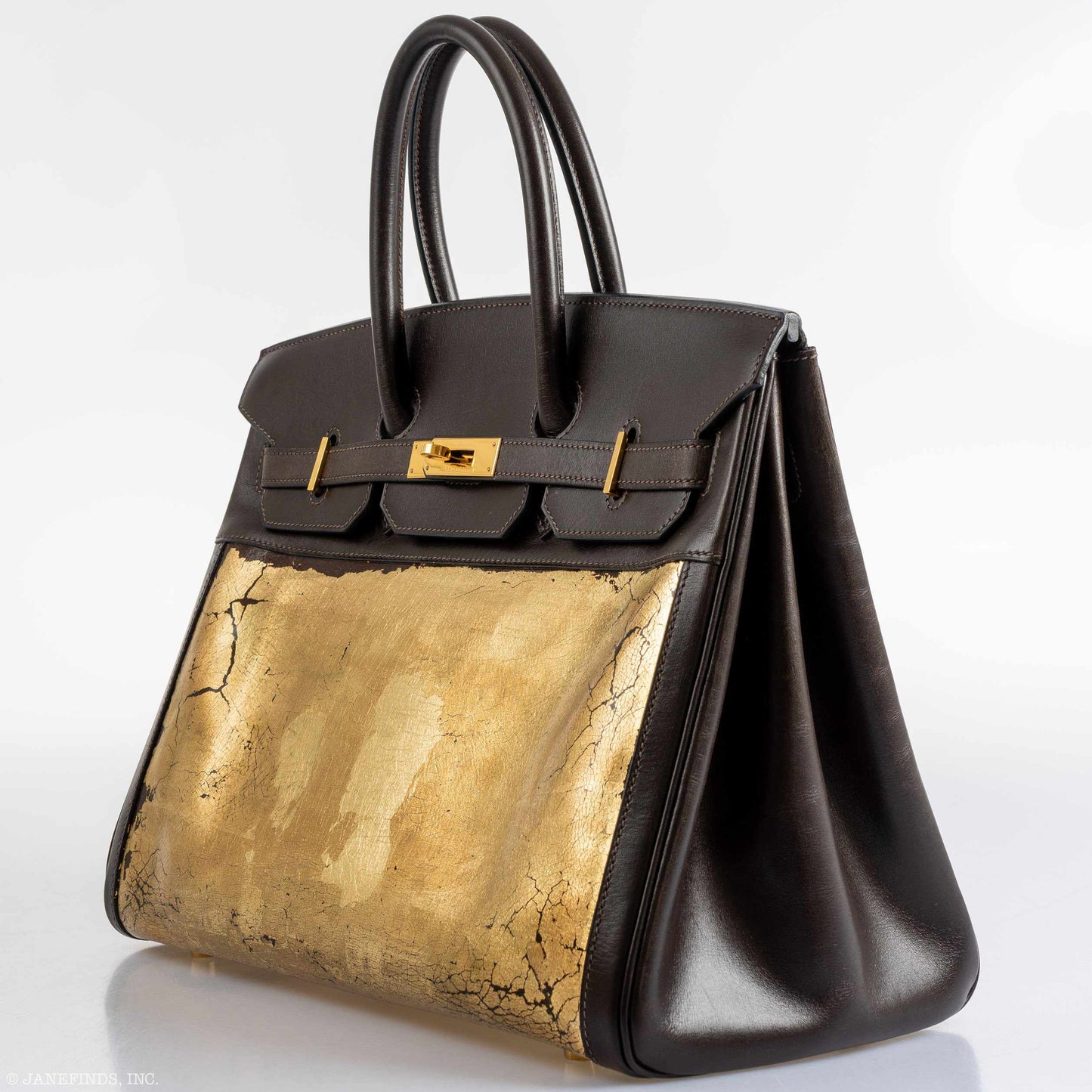 Hermès Birkin 35 "L'Amazone d'Or" Gold Leaf on Amazonia & Marron Fonce Box Leather Gold Hardware * JaneFinds Custom Shop