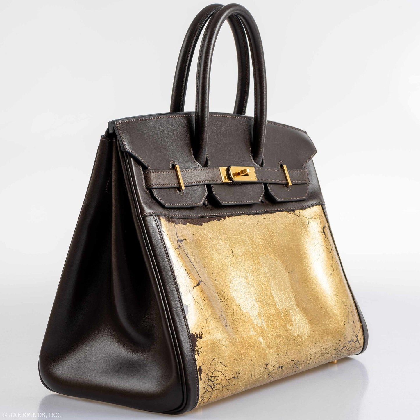 Hermès Birkin 35 "L'Amazone d'Or" Gold Leaf on Amazonia & Marron Fonce Box Leather Gold Hardware * JaneFinds Custom Shop