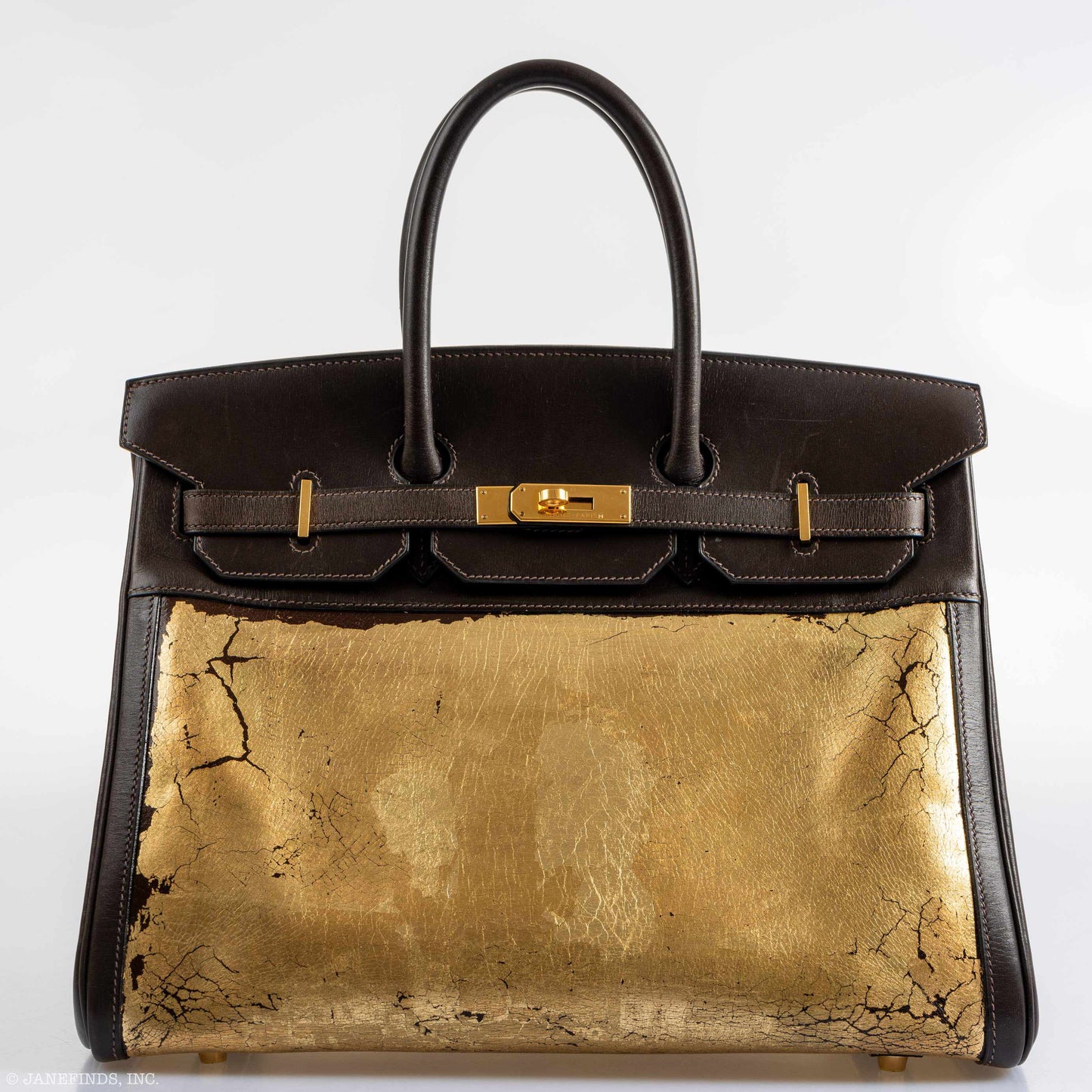 Hermès Birkin 35 "L'Amazone d'Or" Gold Leaf on Amazonia & Marron Fonce Box Leather Gold Hardware * JaneFinds Custom Shop