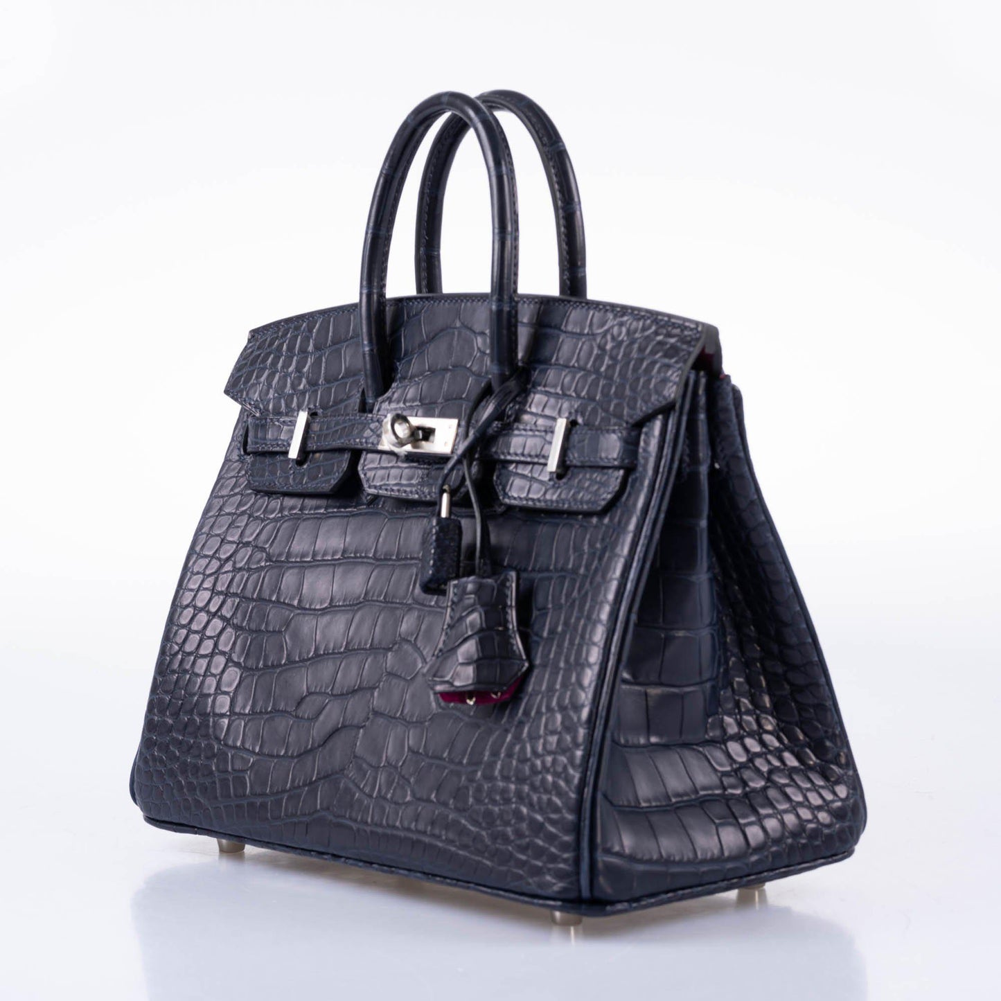 Hermès Verso Birkin 25 Blue Marine Matte Alligator & Rose Scheherazade with Palladium Hardware - 2019, D