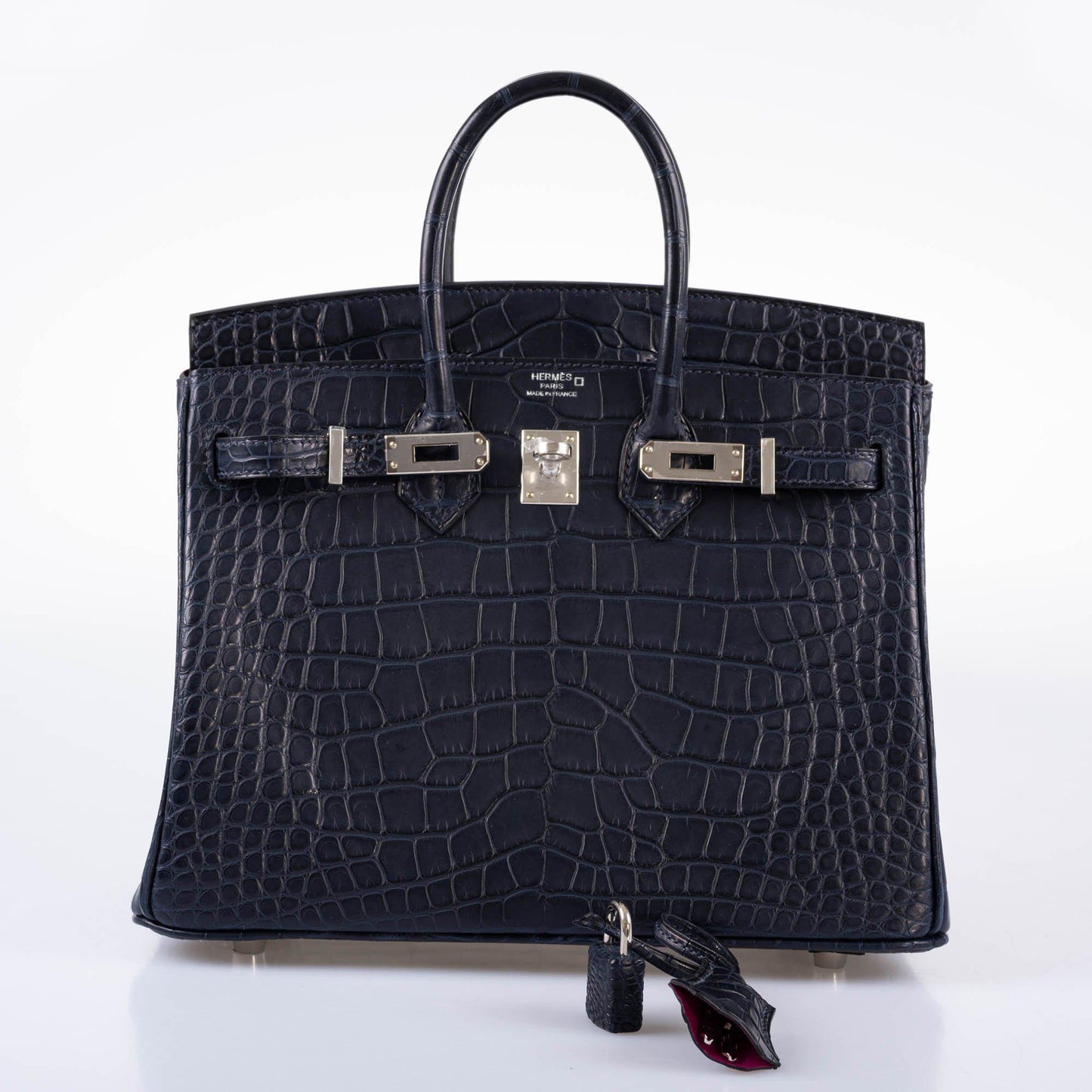 Hermès Verso Birkin 25 Blue Marine Matte Alligator & Rose Scheherazade with Palladium Hardware - 2019, D