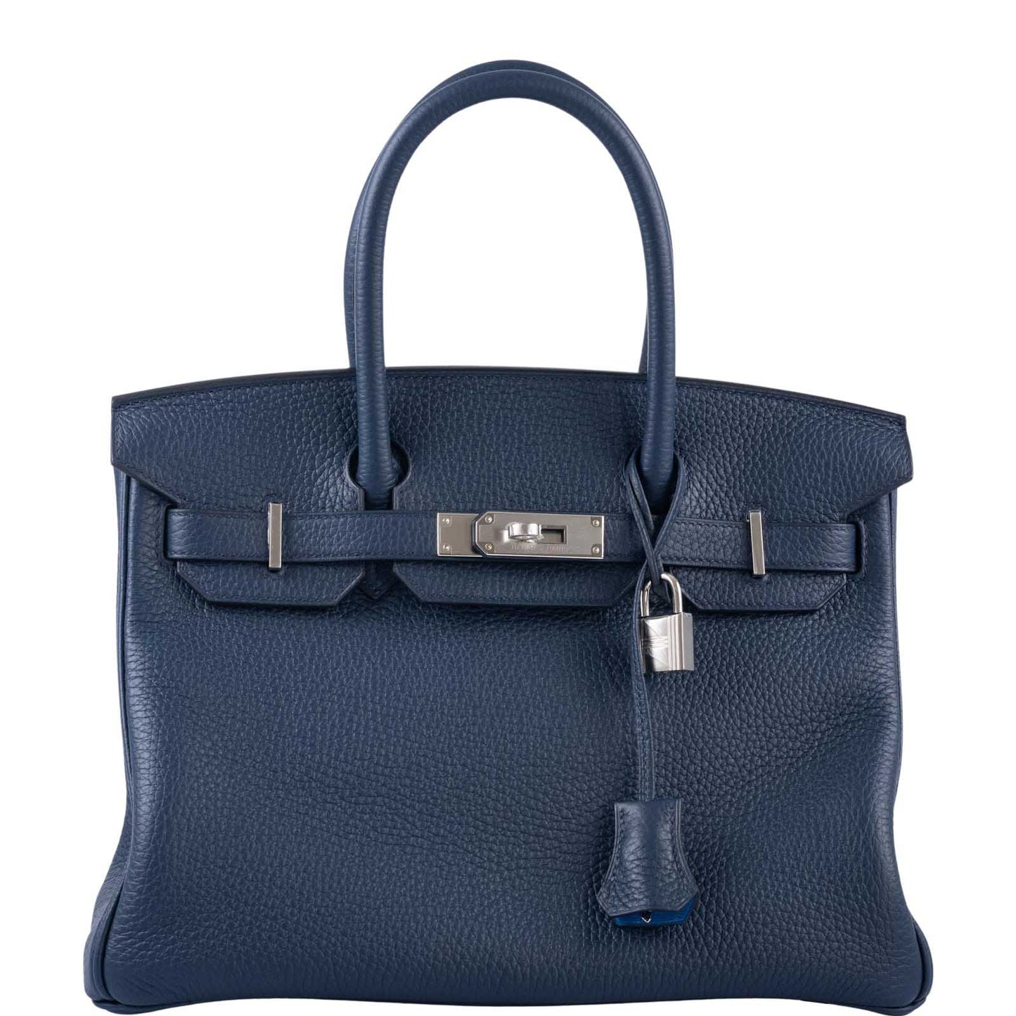 Hermès Verso Birkin 30 Blue de Prusse and Mykonos Clemence Leather Palladium Hardware