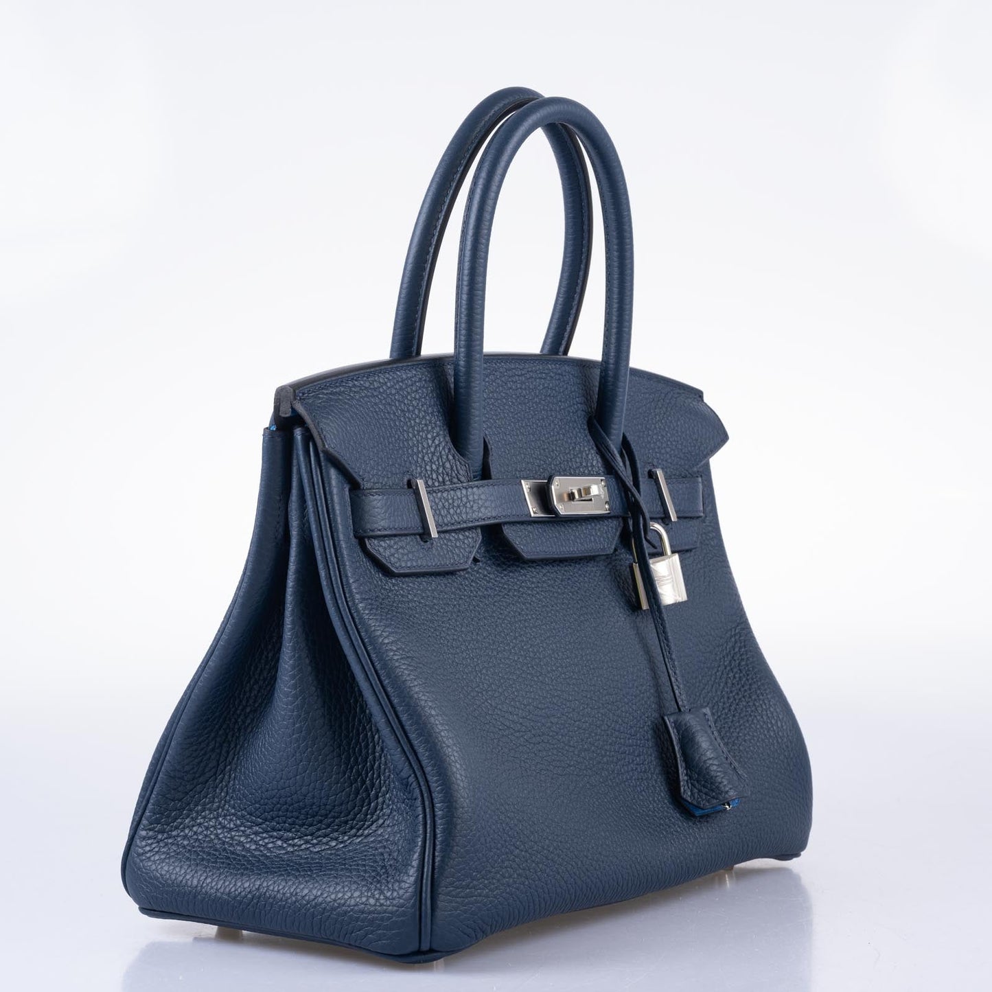 Hermès Verso Birkin 30 Blue de Prusse and Mykonos Clemence Leather Palladium Hardware