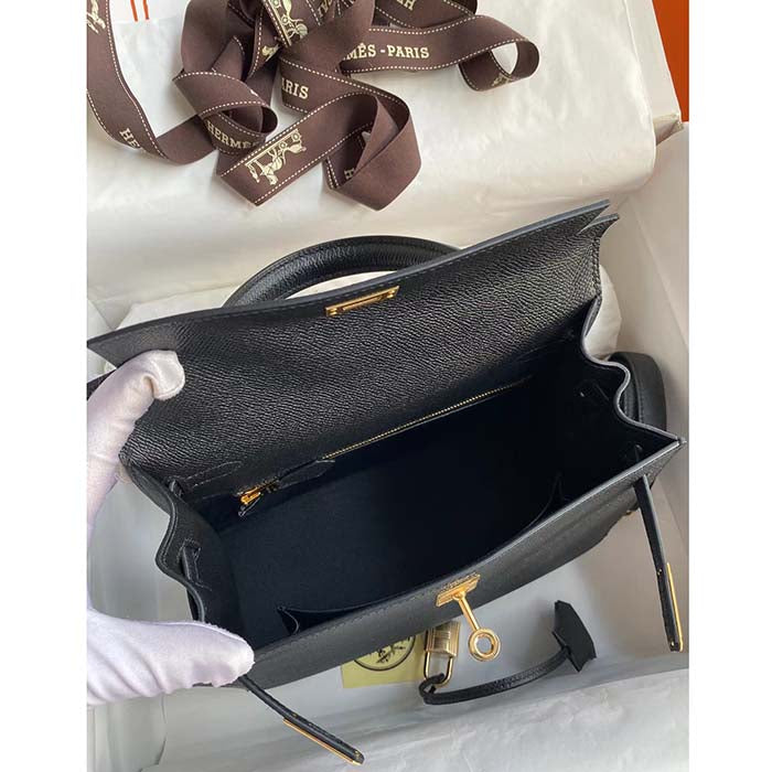 Hermes Women Kelly Sellier 32 Bag in Togo Leather with Gold Hardware-Black