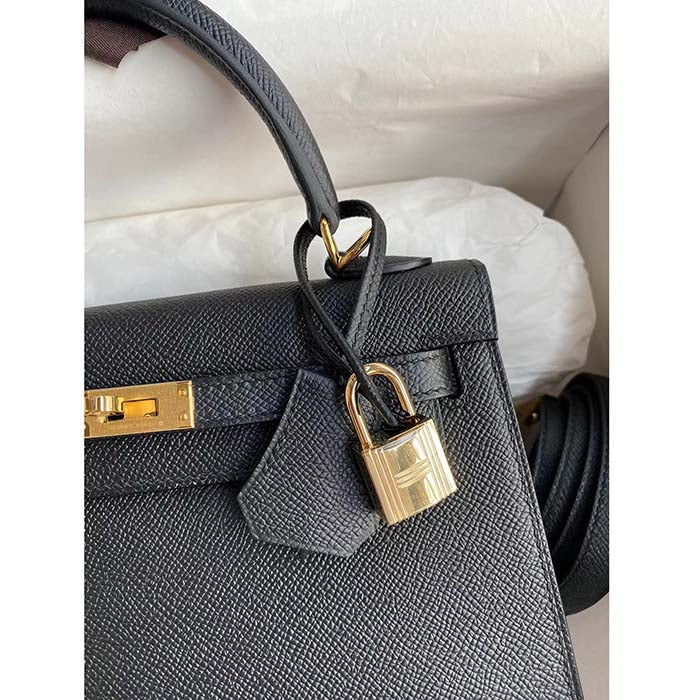 Hermes Women Kelly Sellier 32 Bag in Togo Leather with Gold Hardware-Black