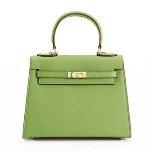 Hermes Women Mini Kelly 20 Bag Epsom Leather Silver Hardware-Light Green