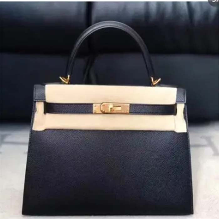 Hermes Women Mini Kelly 20 Bag in Togo Leather with Gold Hardware-Black