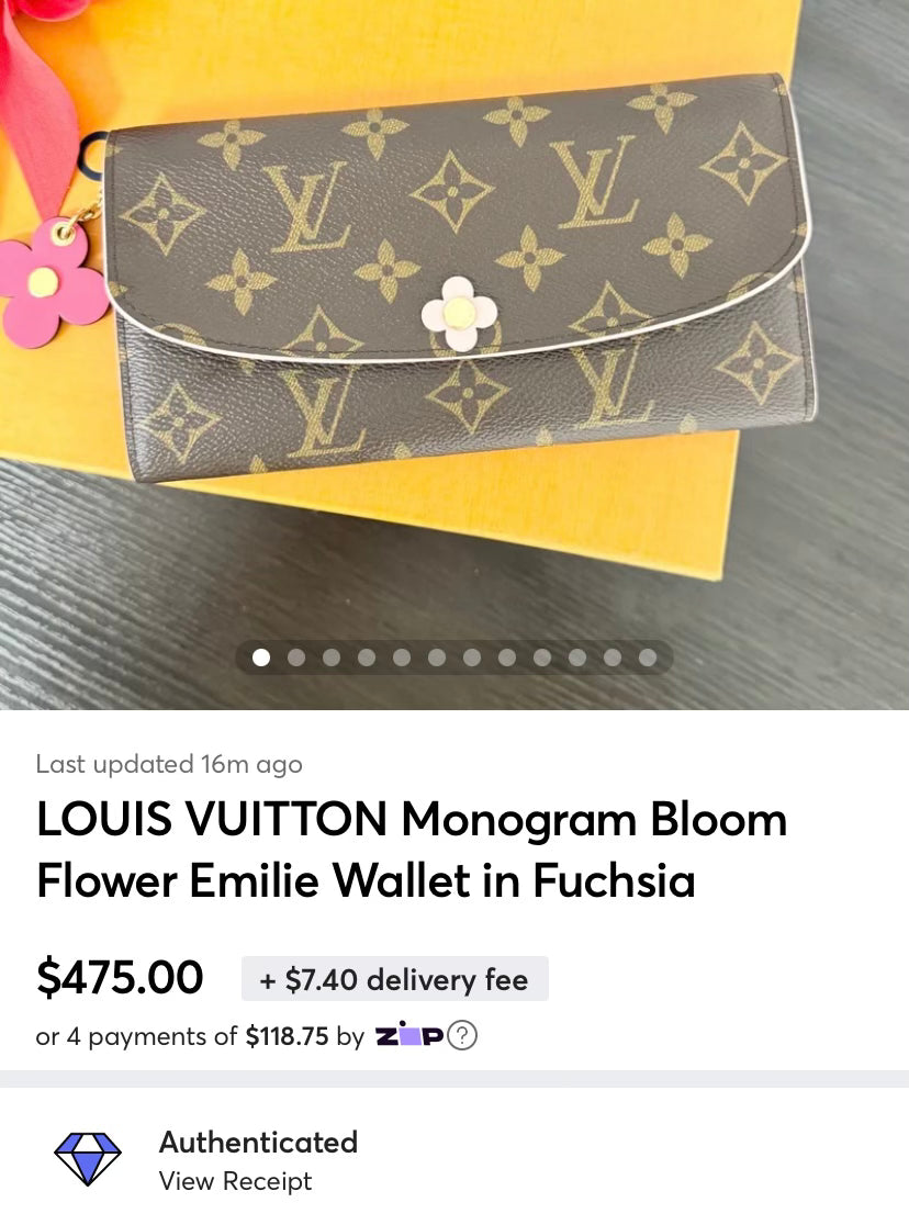 LOUIS VUITTON Monogram Bloom Flower Emilie Wallet in Fuchsia