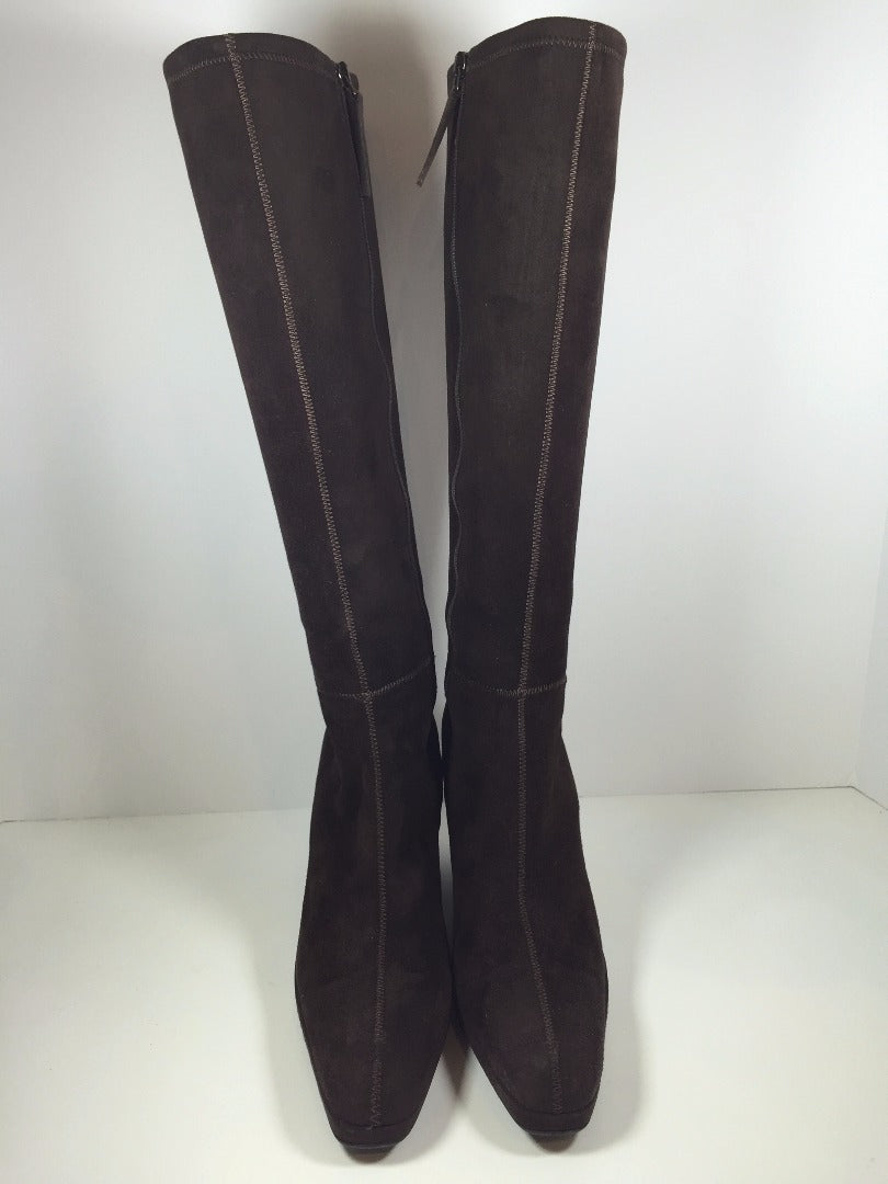 PRADA Sport Brown Suede Knee High Boots w/ Wedge Heels Size 7.5