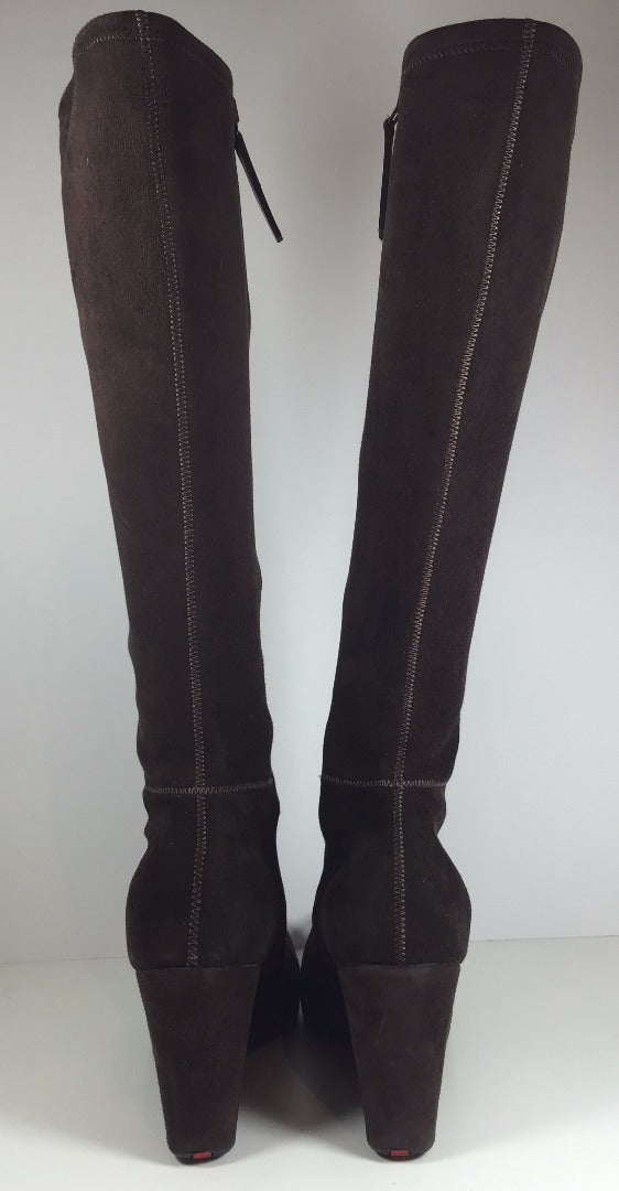 PRADA Sport Brown Suede Knee High Boots w/ Wedge Heels Size 7.5