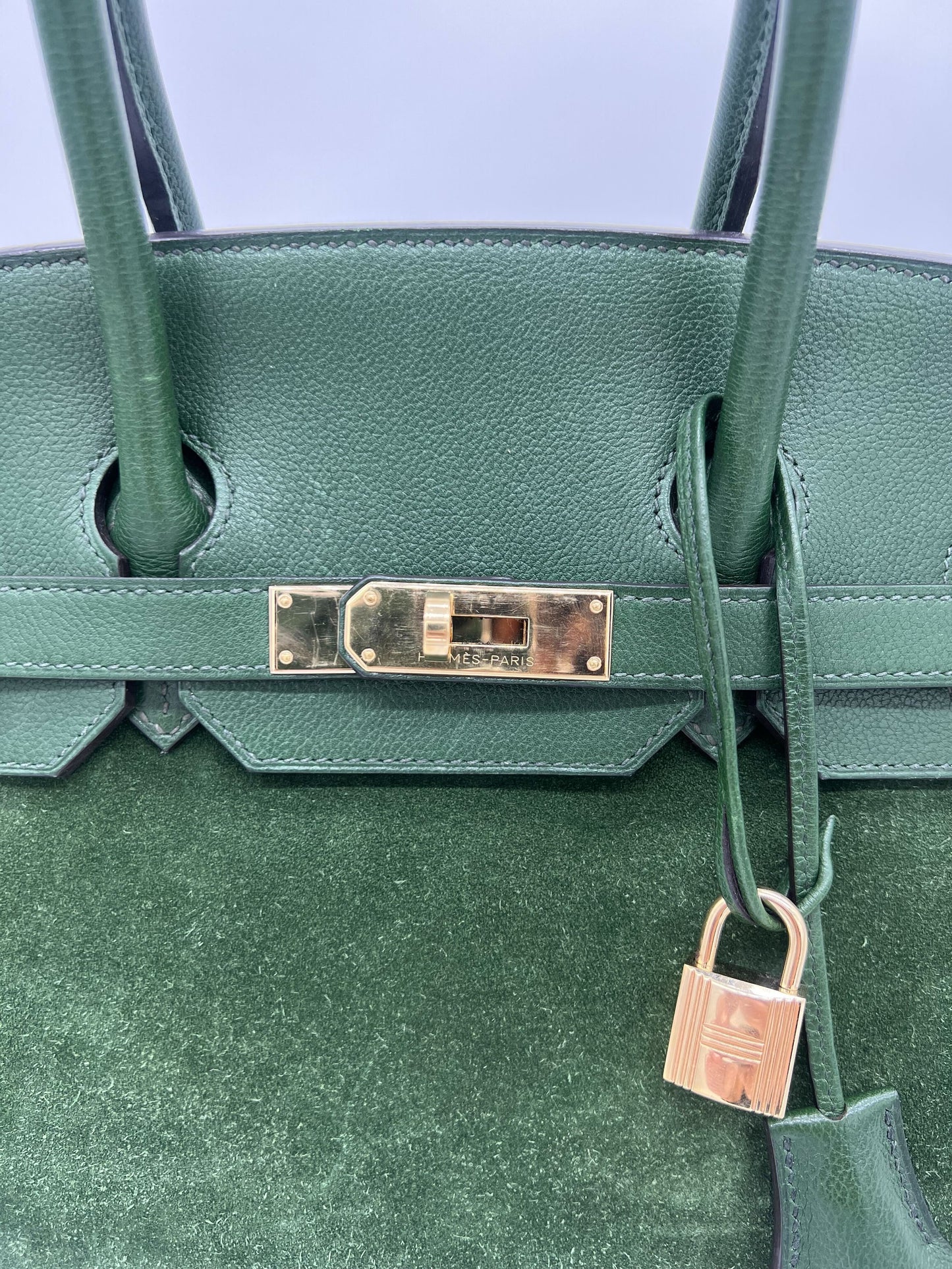 Hermes Birkin 35 Suede / Togo Green Gold Hardware