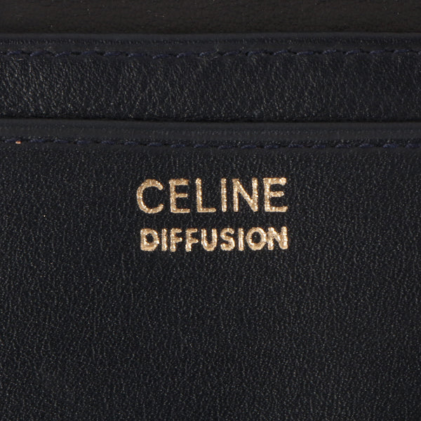 Celine Macadam Pattern Logo Plate Long Wallet Navy