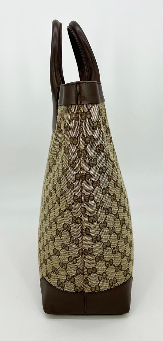 GUCCI Monogram Canvas Long Shopper Tote