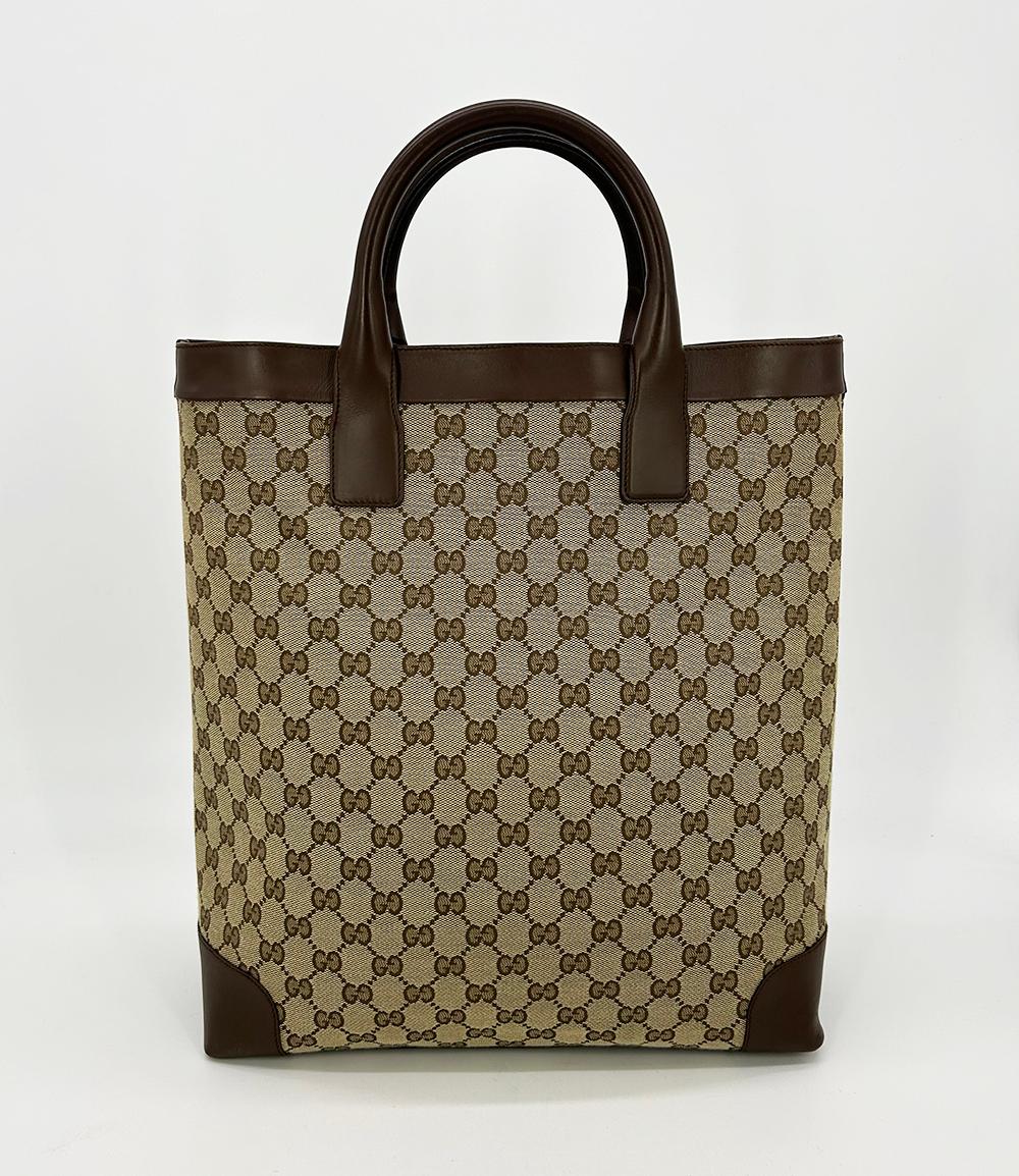 GUCCI Monogram Canvas Long Shopper Tote