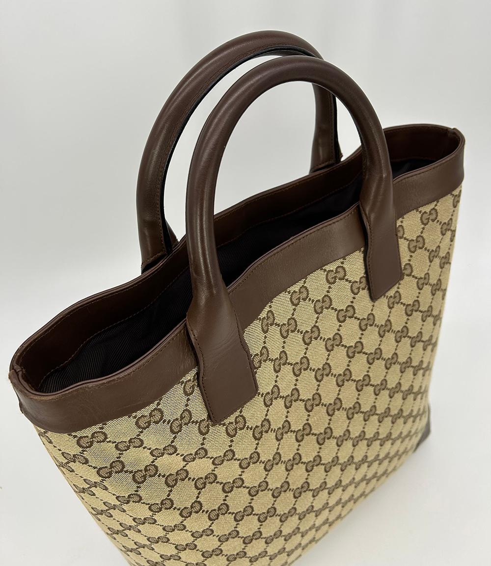 GUCCI Monogram Canvas Long Shopper Tote