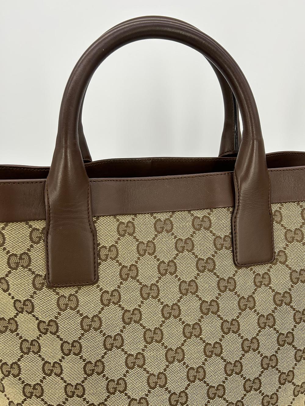 GUCCI Monogram Canvas Long Shopper Tote