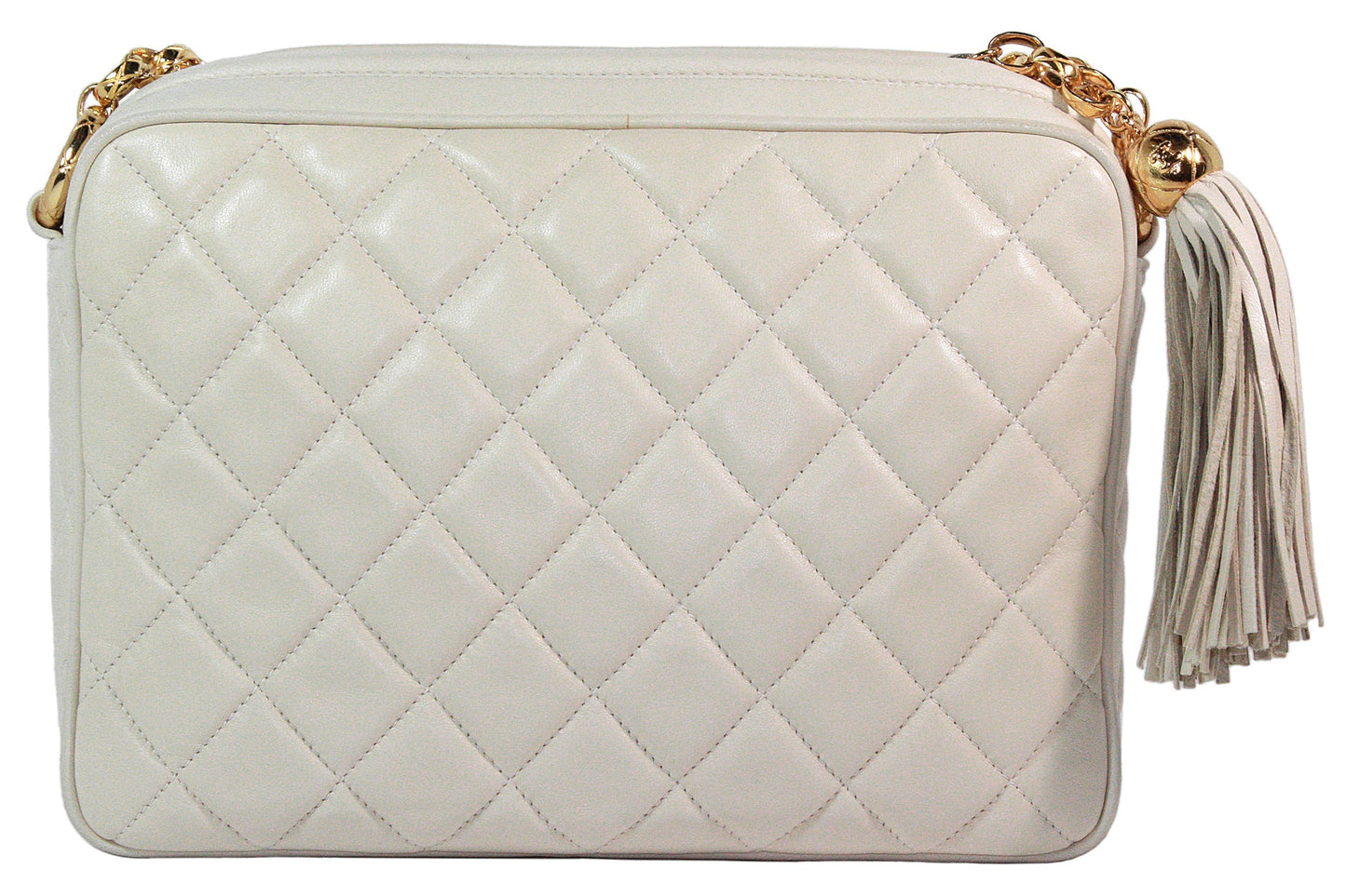 CHANEL 1990s Cream Quilted Leather Crossbody Bag