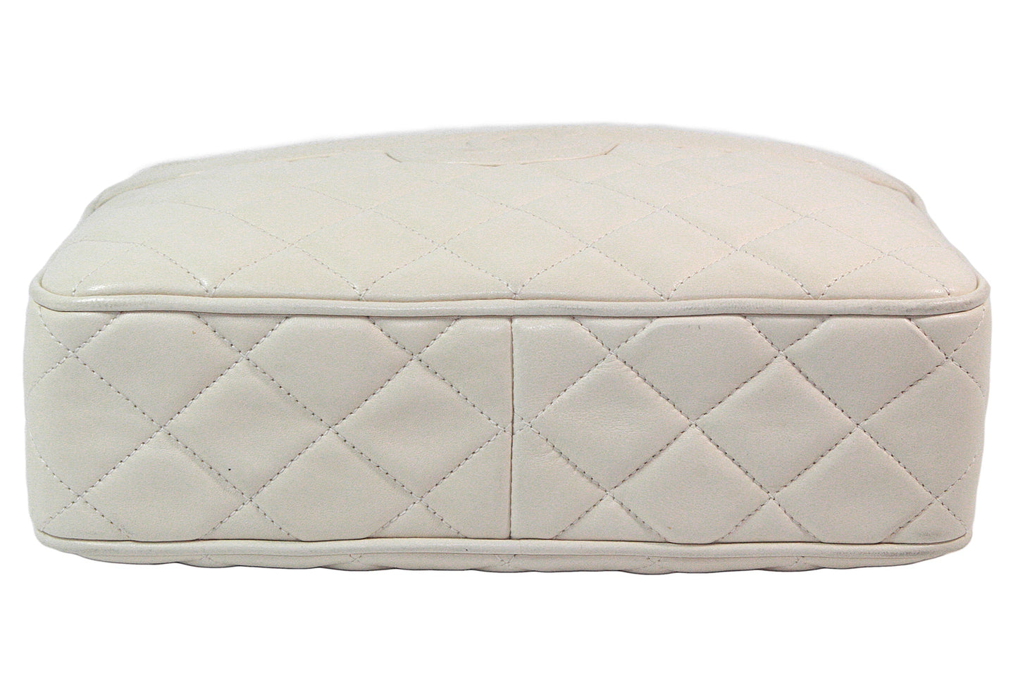 CHANEL 1990s Cream Quilted Leather Crossbody Bag