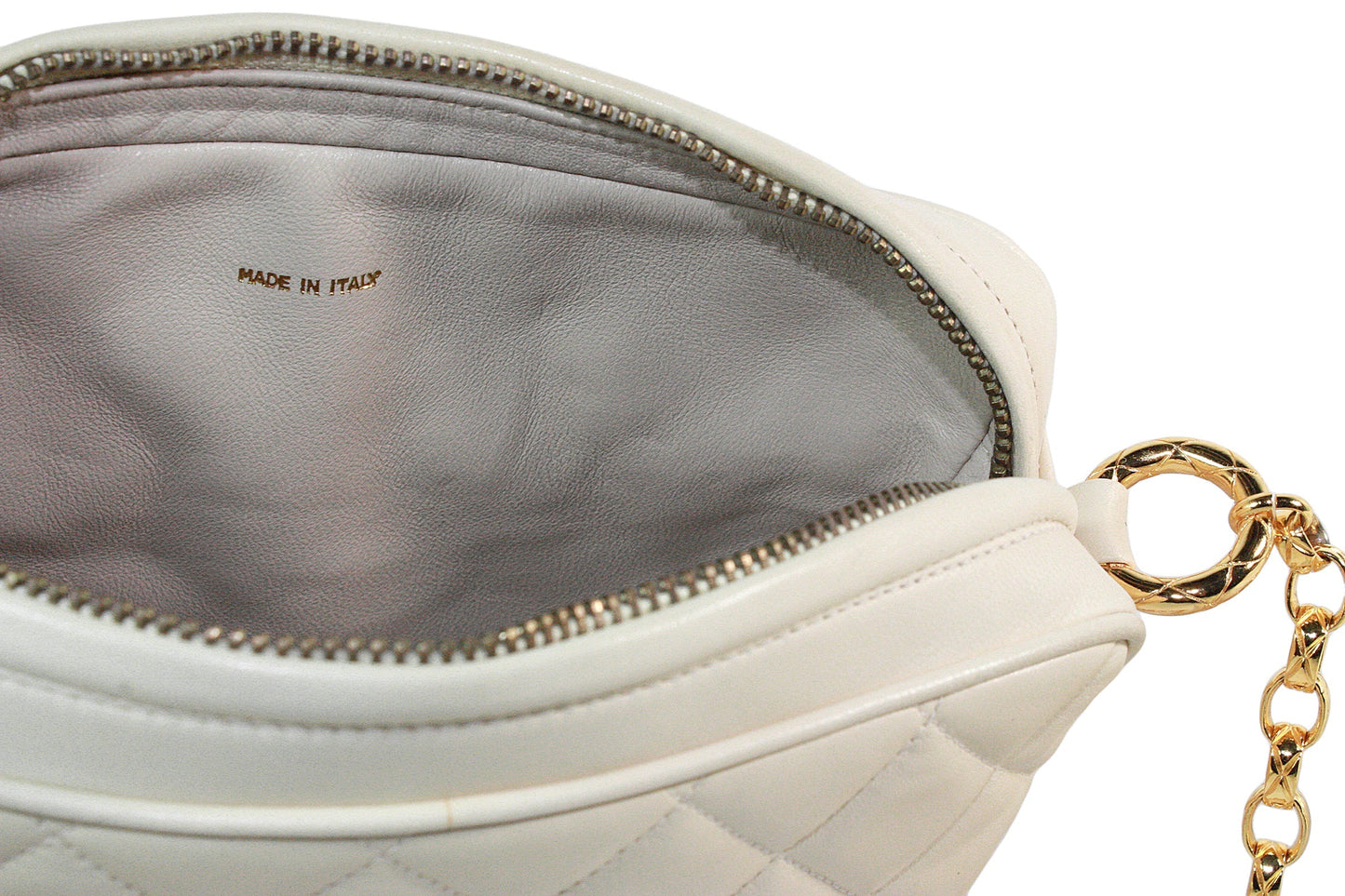 CHANEL 1990s Cream Quilted Leather Crossbody Bag