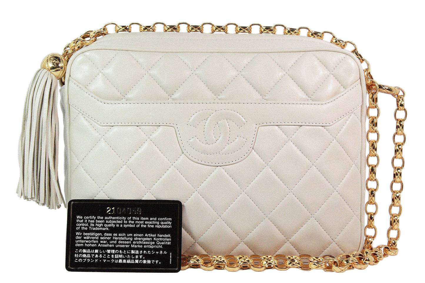 CHANEL 1990s Cream Quilted Leather Crossbody Bag