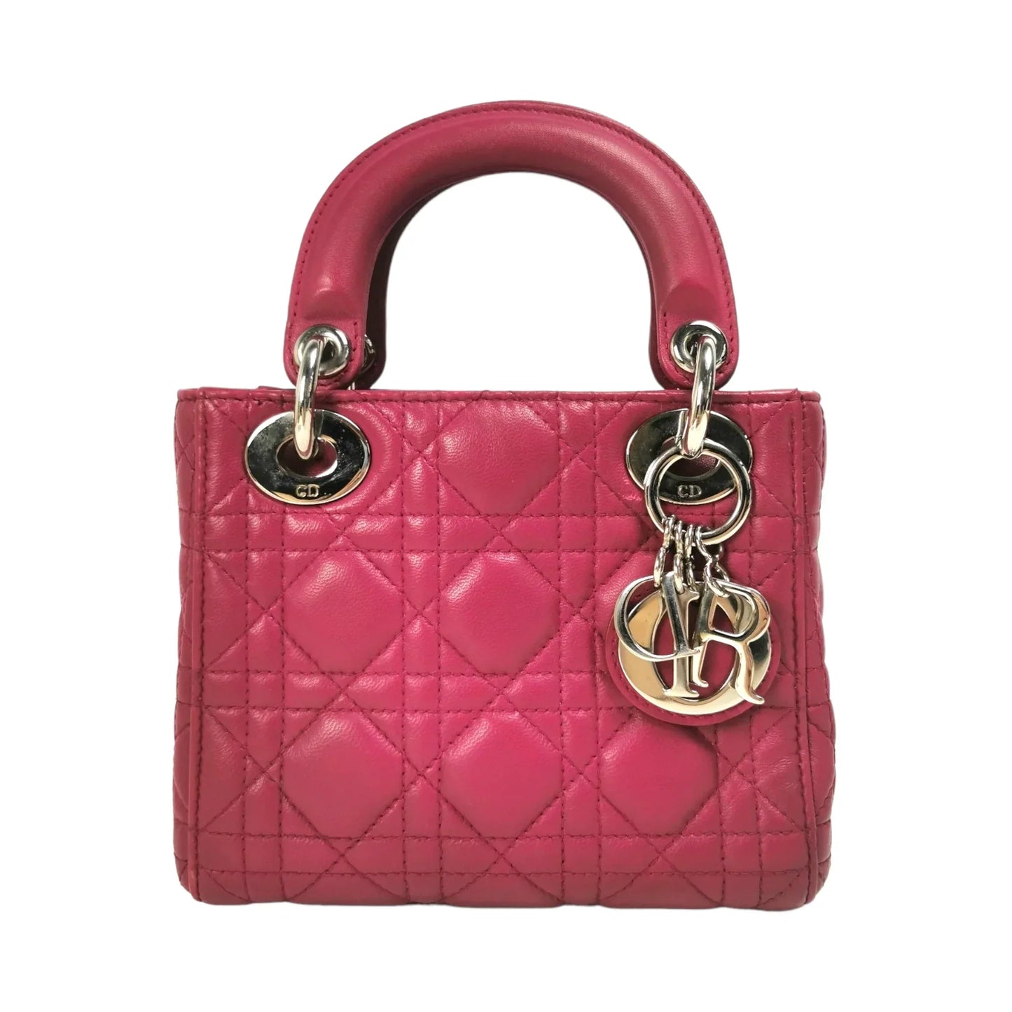 Dior Lady Dior Mini Pink Cannage Lambskin Silver