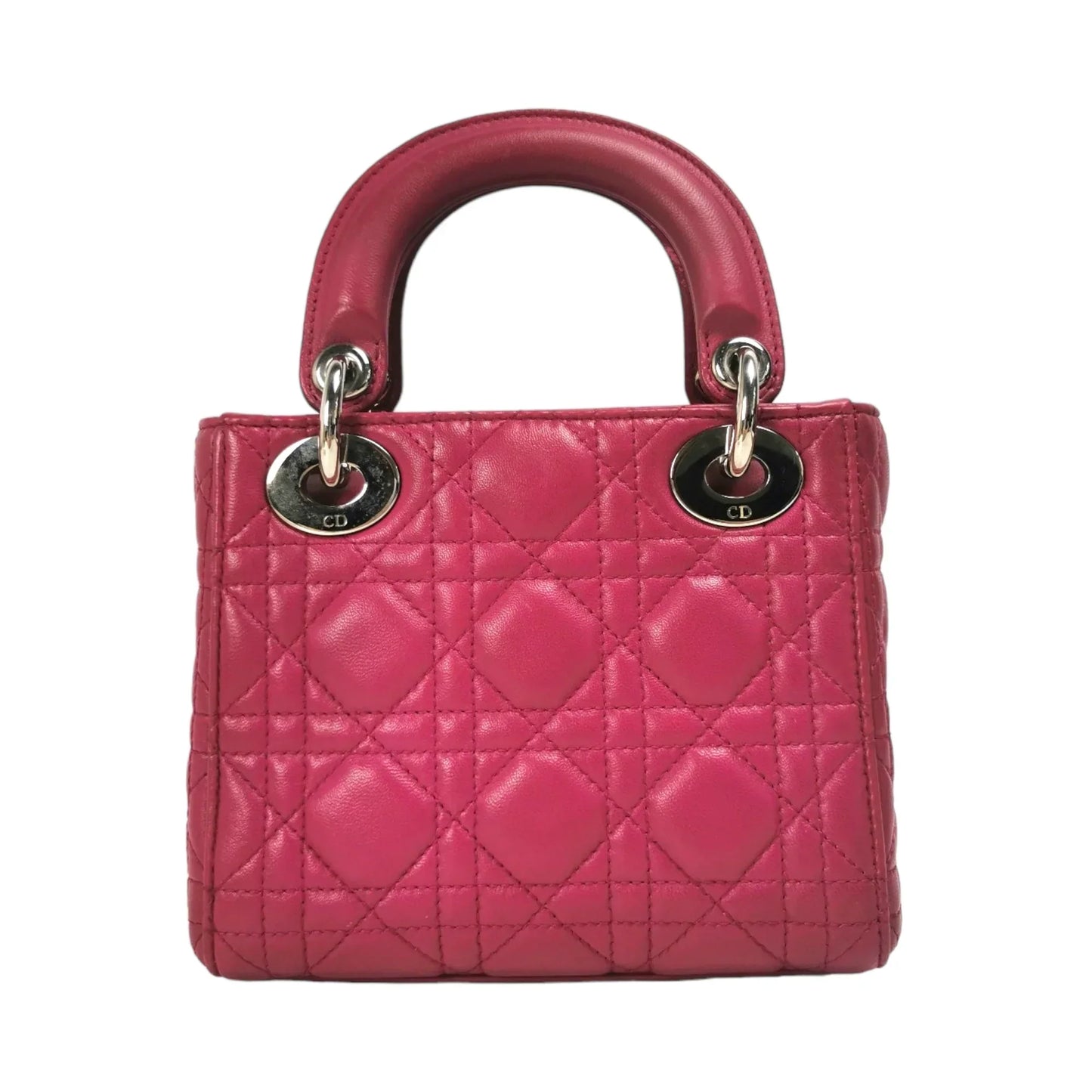 Dior Lady Dior Mini Pink Cannage Lambskin Silver