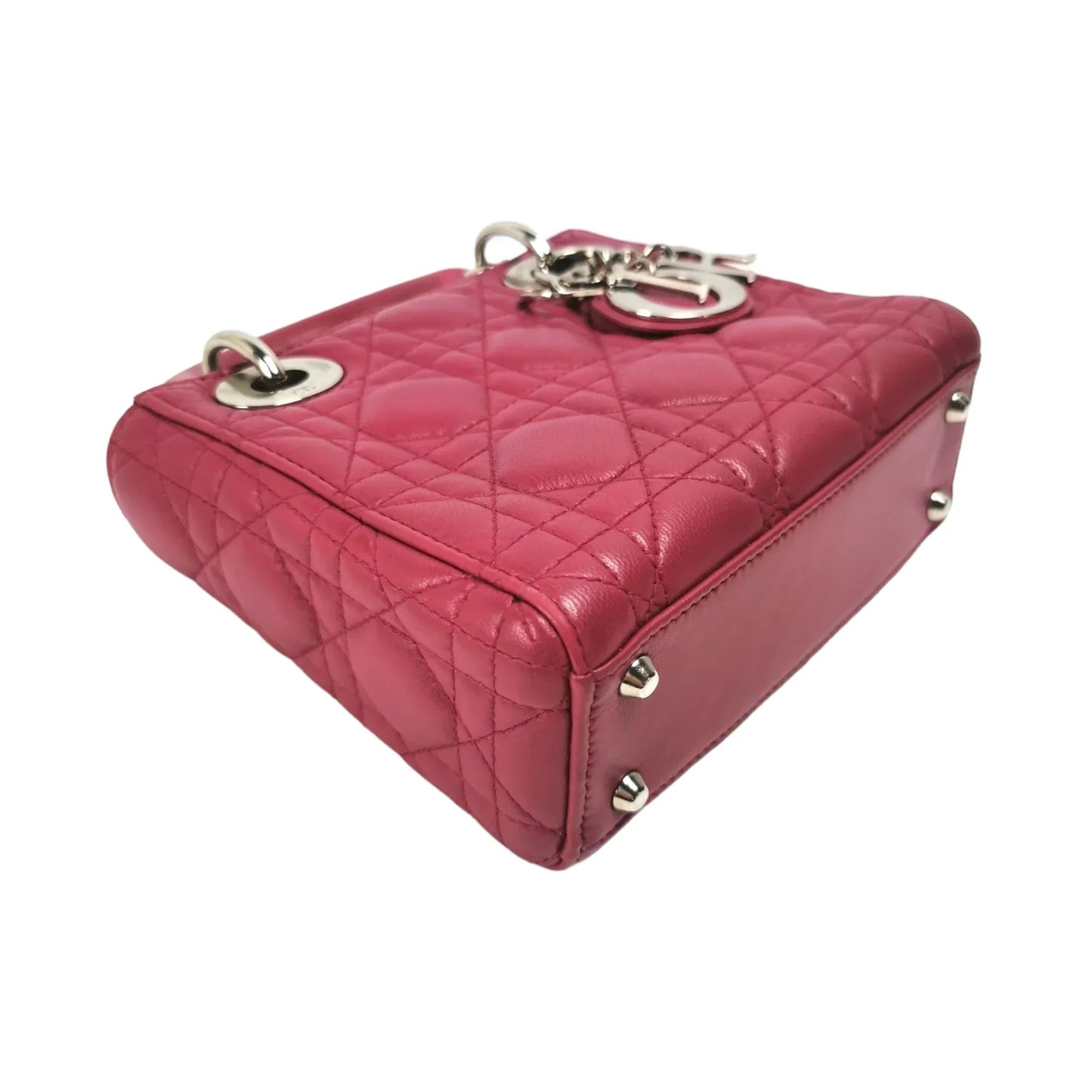 Dior Lady Dior Mini Pink Cannage Lambskin Silver