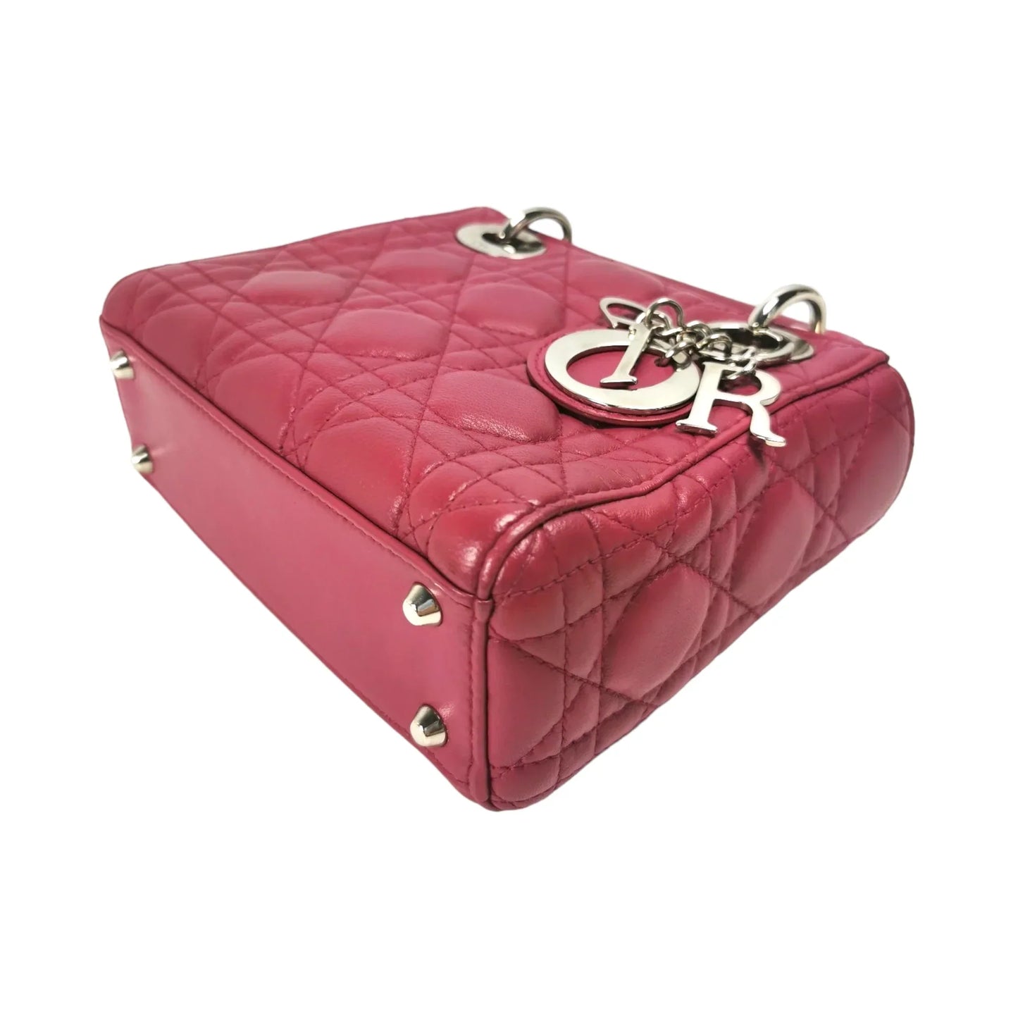 Dior Lady Dior Mini Pink Cannage Lambskin Silver