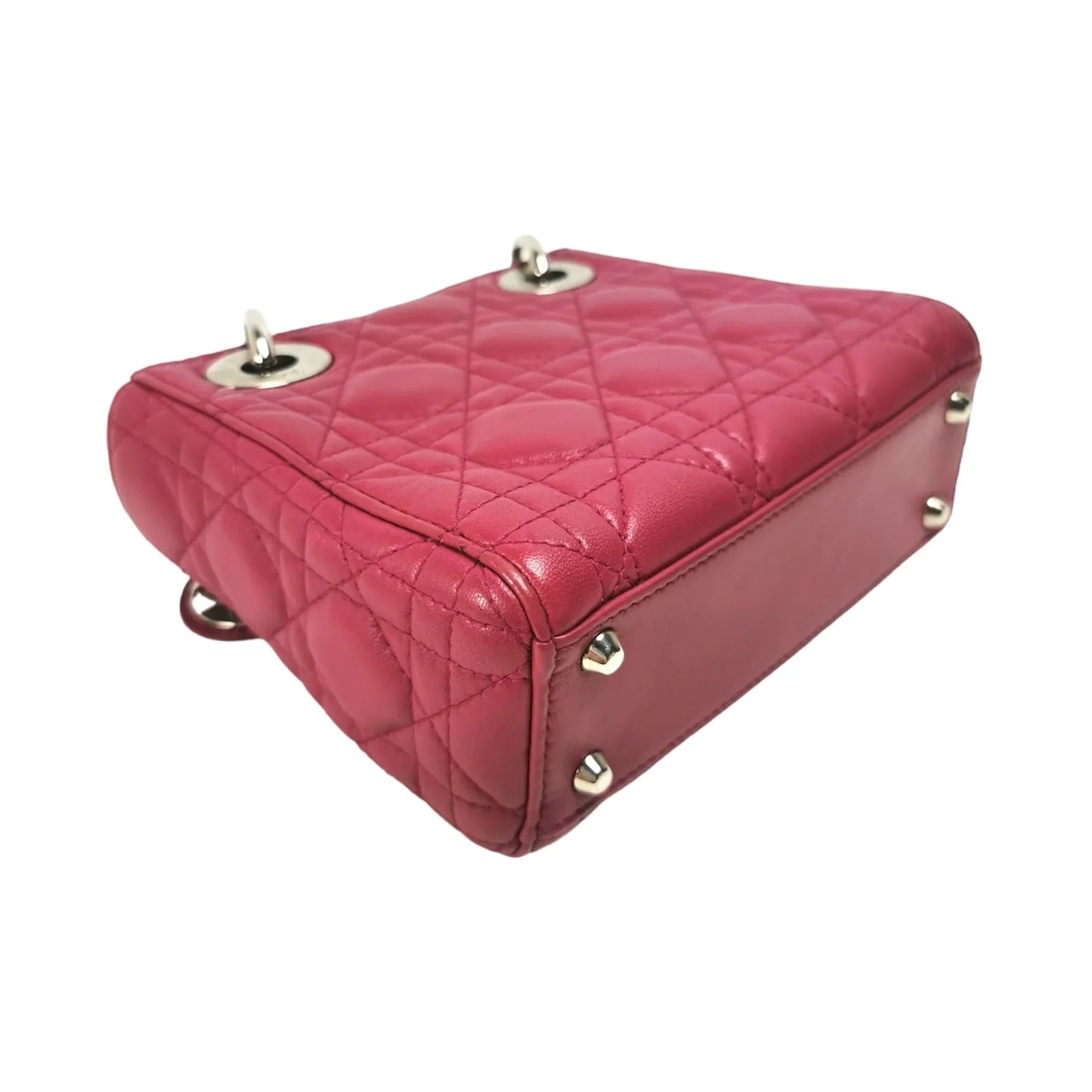 Dior Lady Dior Mini Pink Cannage Lambskin Silver