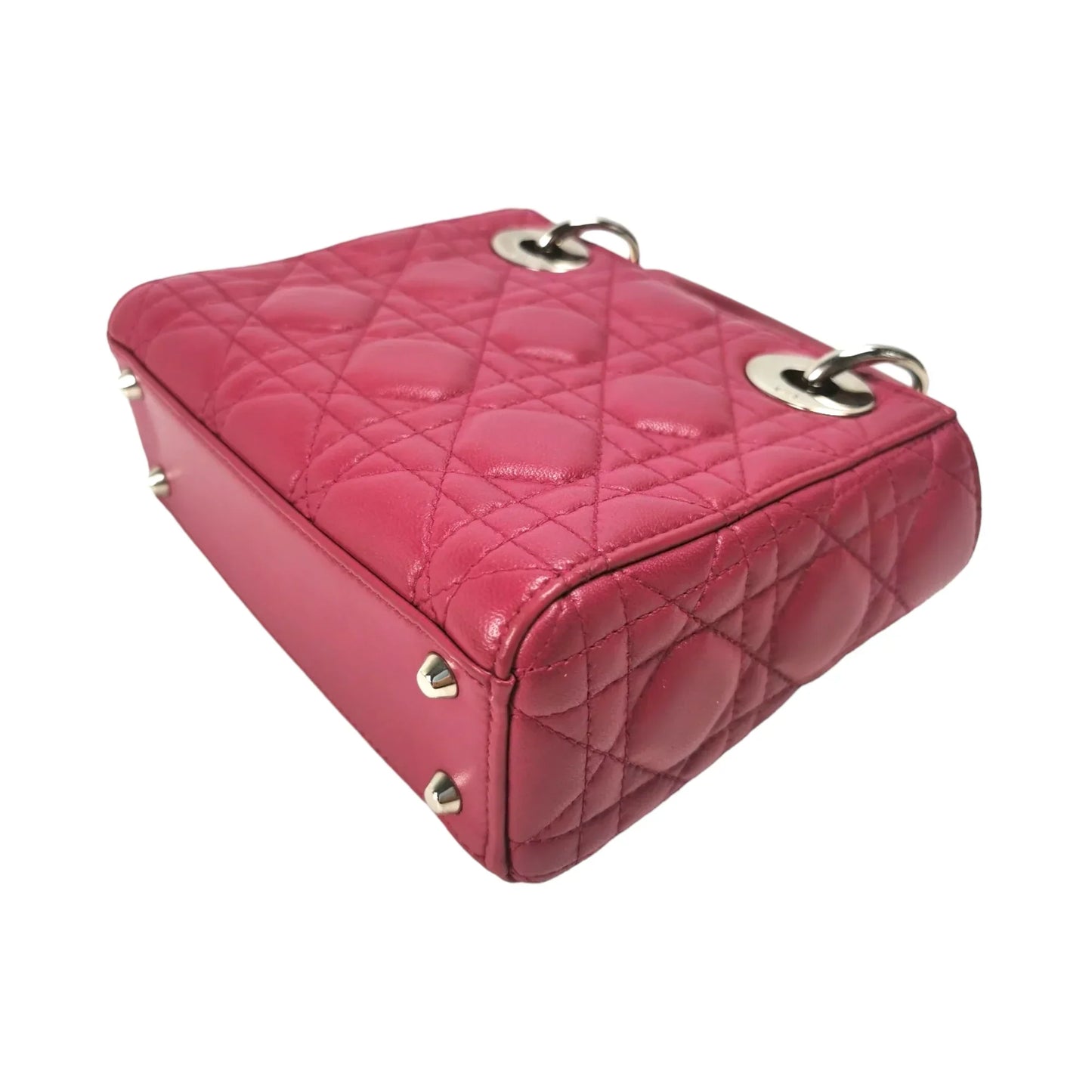 Dior Lady Dior Mini Pink Cannage Lambskin Silver