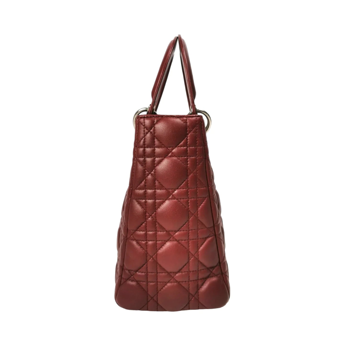 Dior Lady Dior Medium Burgundy Cannage Lambskin Silver