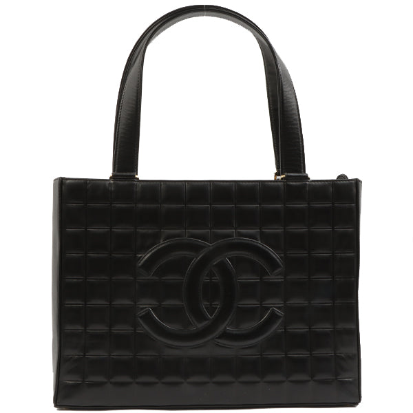 Chanel Around 2002 Made Cc Mark Stitch Chocolate Bar Tote Bag Black